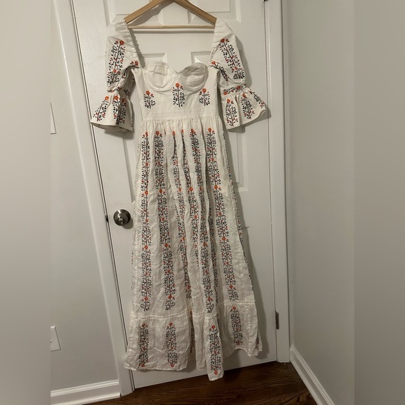 Very Rare AGUA BENDITA CEDRO MARGARITA IVORY MAXI DRESS Small - Picture 11 of 13